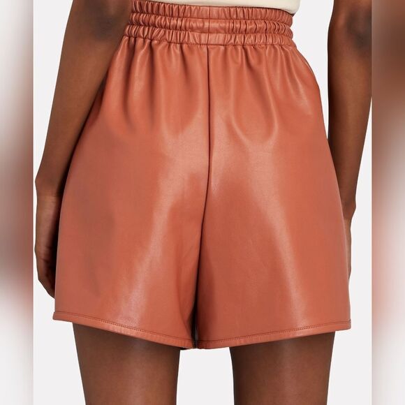A.L.C Ryder Pull On Faux Leather Shorts Russet in Size Large - Picture 3 of 12